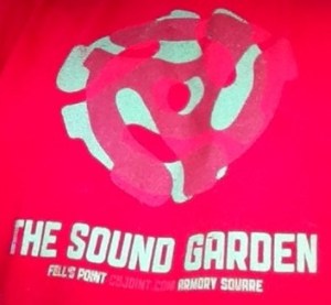 On my last trip to The Sound Garden I bought this T-shirt for myself and a hip logo on a women's cut for my wife.