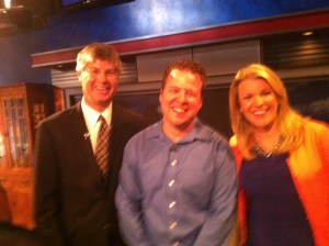 Live in the WSYR-9 studio: basketball beat writer Mike Waters and "Bridge Street" co-hosts Brian Miller and Caroline Gable.