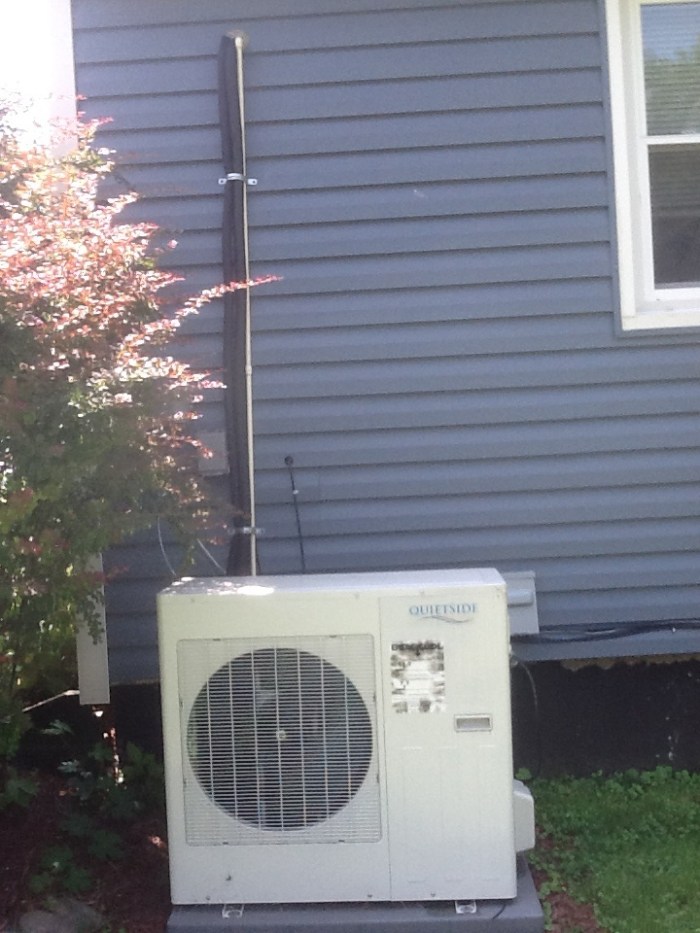 The outside portion of the ductless air conditioner.