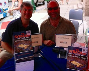 Mike Waters and I, toting Sharpies and copies of our book.