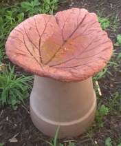 A new, artsy birdbath promises a drink for our butterfly visitors.