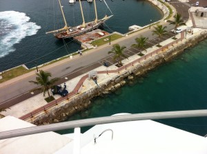The Grandeur of the Seas pulls into Bermuda.