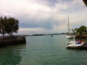 The fish were jumping for bread scraps in this St. George inlet.
