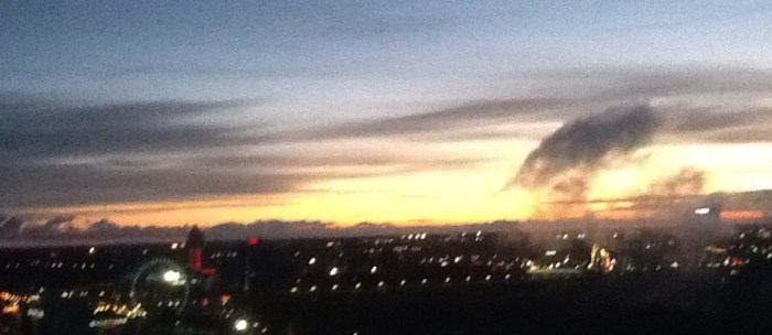 The sunrise at Niagara Falls, Ontario side.