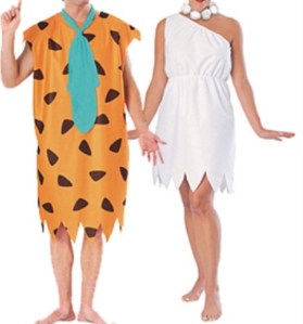 A Halloween costume for Fred Flintstone and Wilma Flintstone