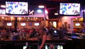 Football game with Syracuse and Maryland on the big screens at Toby Keith's I Love This Bar & Grill in Syracuse, N.Y.
