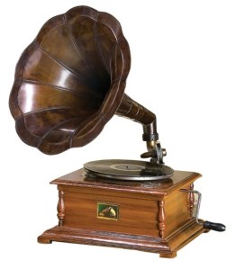 A gramophone was used to play records.