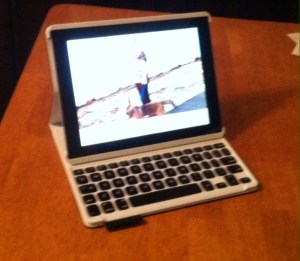 iPad fit with Bliuetooth-enabled remote keyboard.