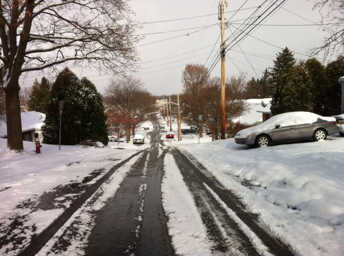 A quiet Thanksgiving morning in snowy Syracuse, N.Y.