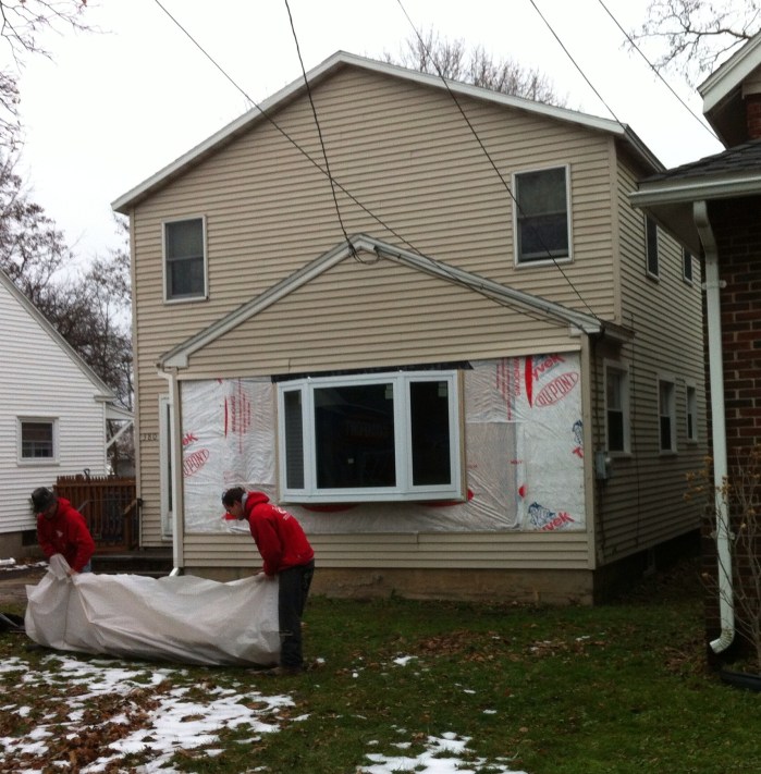 The after: All filled in and ready for some siding.