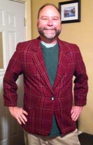I went for the ugly plaid jacket for Saturday's holiday theme party.