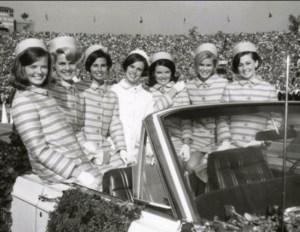 The Tournament of Roses court is ushered into the Rose Bowl in 1968. (latimes.com, from Rose Parade archives)