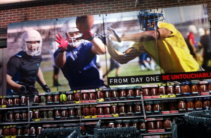 It's no surprise spotting a wall mural tribute to football in Dick's Sporting Goods.