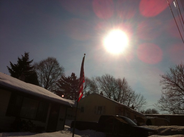 When the sun is shining and the temperature rises above 40 on Feb. 20, 2014, in Syracuse, N.Y., it is reason to fly the flag.