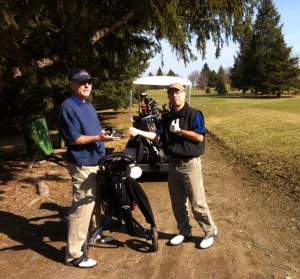 Sunny and warmer for KP and Wags on the second tee at Westvale for an April 10 start to the Syracuse golf season.