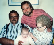 The first four-generation photo, with Pop Pop, me, and Babci.