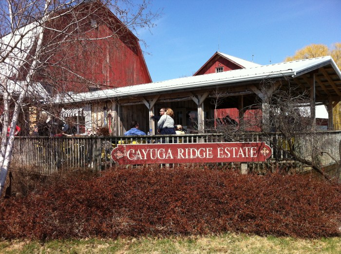 Cayuga Ridge Winery features an inviting covered porch.