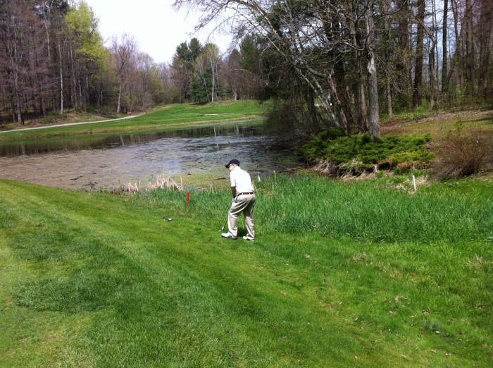 Tater chips up to the par-three seventh hole at Radisson Greens in Baldwinsville, N.Y.