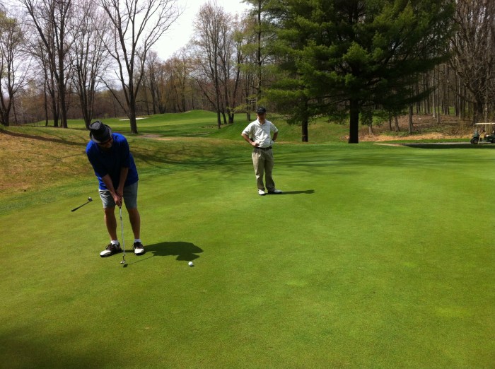 I putt for birdie on the seventh at Radisson Greens. Nope. Woefully short.