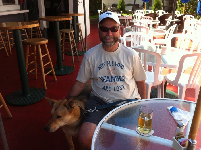 Karen, Ellie and I shared two burgers on this outdoor patio.