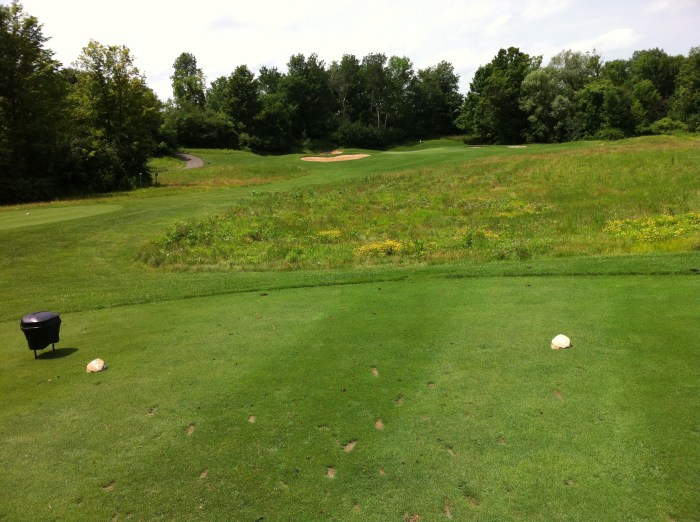 The third hole at the Turning Stone Resort and Casino's Sandstone Hollow par-three course. It looks just like its three big brothers.