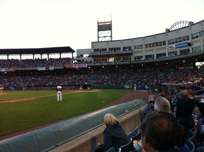 The stands were full and the game was intense.
