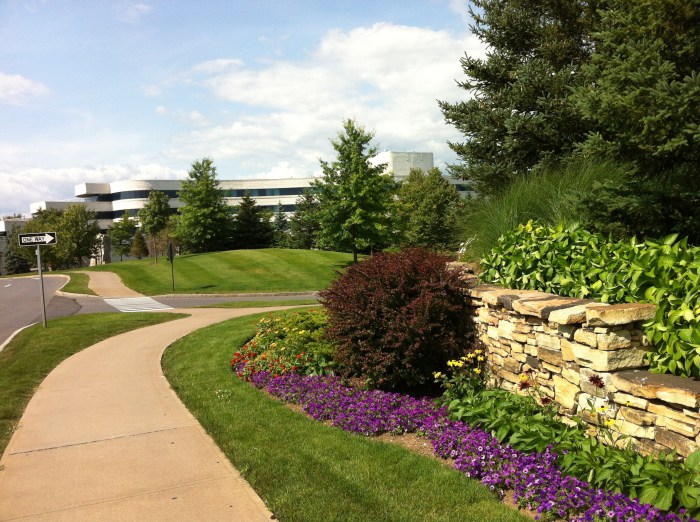 The original hotel, some two decades old,  has a lower profile.