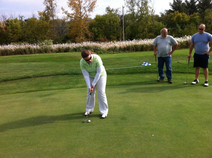 My daughter putted much better on this day. 