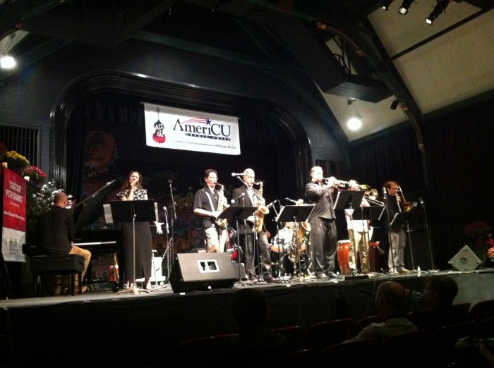 Paul Carlon, center, leads Rhumba Is a Lovesome Sound in Catherine Cummings Theater. 
