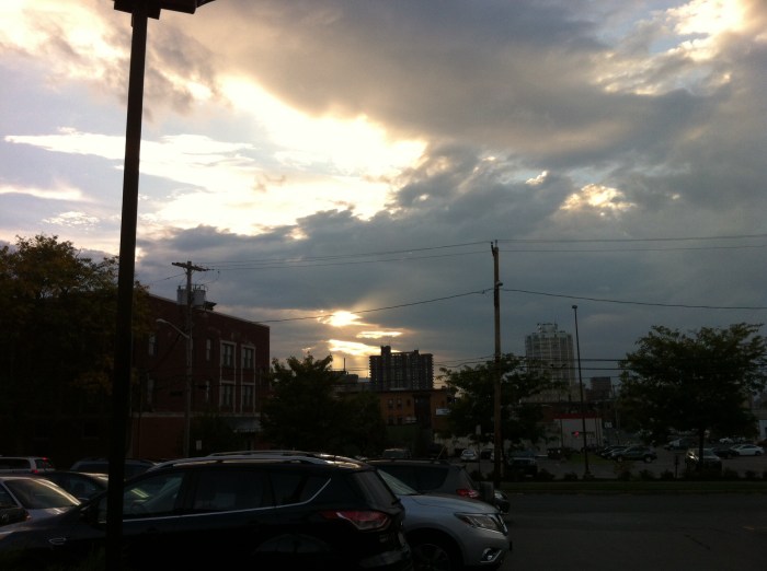 An hour before game time, in our special lot down the hill from 