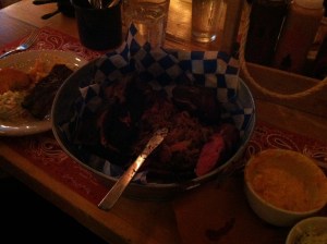 Bucket 'o food, already dipped into by two.