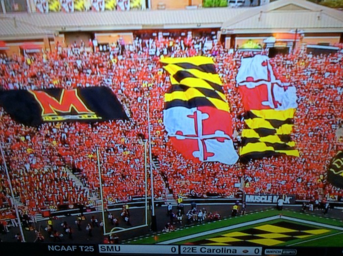 The tradition at Byrd Stadium, said announcer Sean McDonough, is called the Unfurling of the Flags.