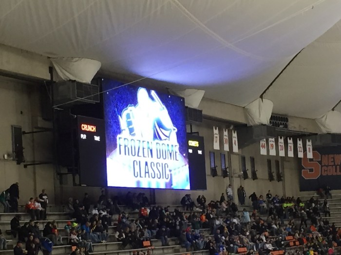 In the Carrier Dome, ice hockey for a big day.