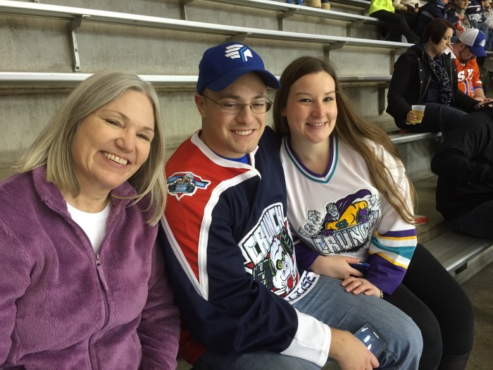 Karen, George and Elisabeth, my three favorites in the record crowd of 30,715.