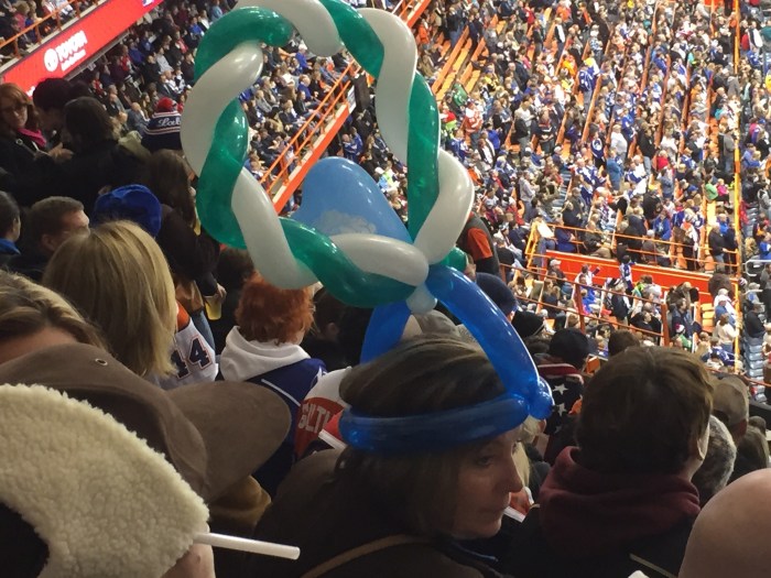 Record indoor hockey crowd, record high indoor hat. 