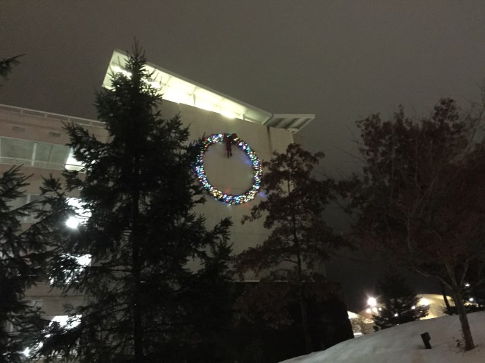 The parking garage is decked out. 