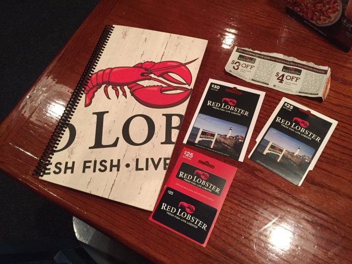 One gift card each from the three kids, and a coupon clipped by MDW Karen.