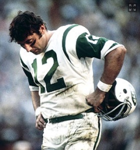 Joe Namath concentrates between series for the New York Jets against the Baltimore Colts in the 1969 Super Bowl. (Walter Ioss/Getty Images)