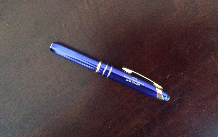 Write it down. I have a slick looking new pen.