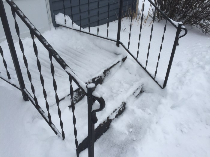 Front steps shoveled.