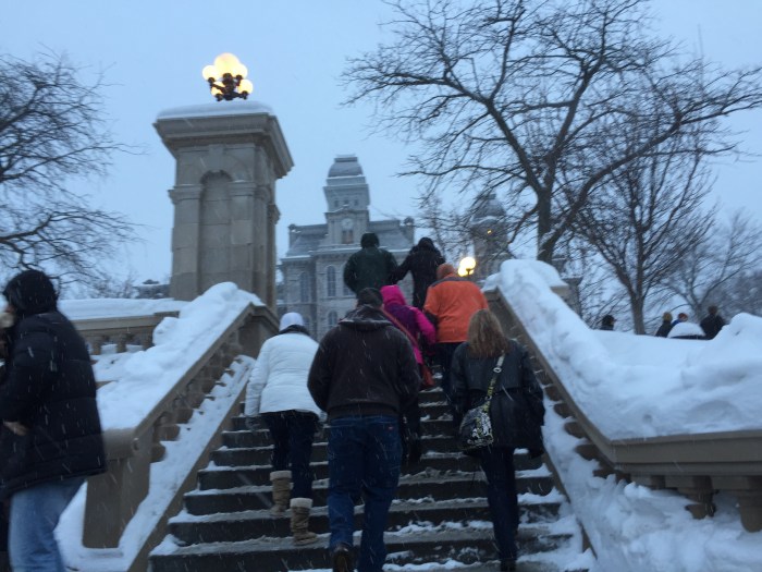 The trudge to the Carrier Dome in Syracuse, N.Y. 