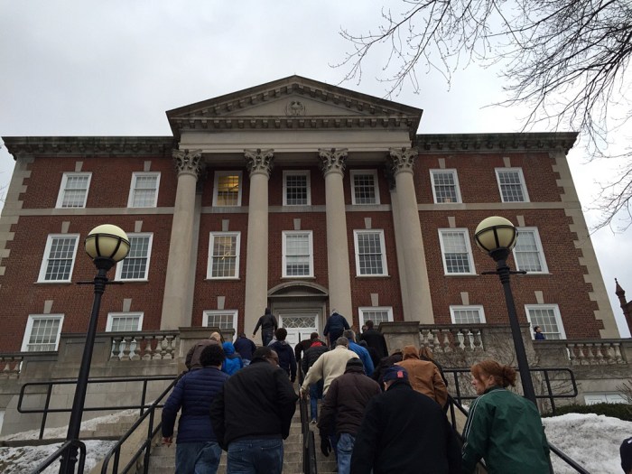 Up the hill toward the Carrier Dome.