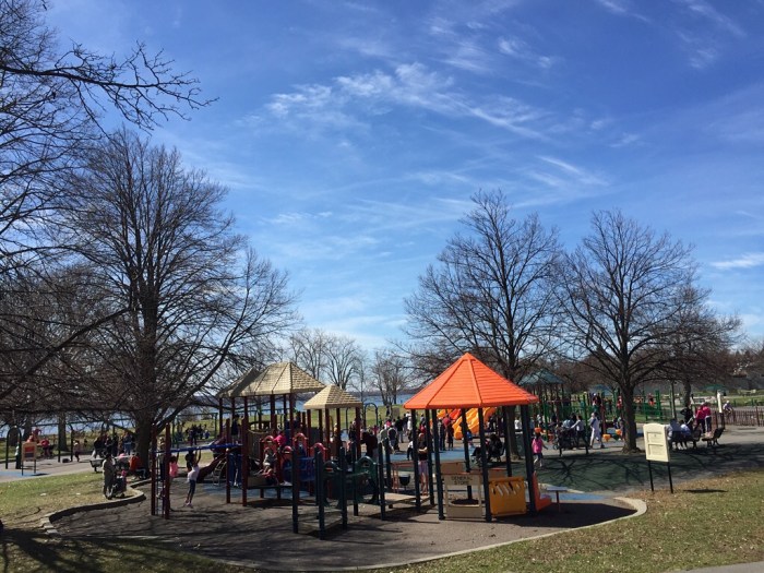 Children at play, adult's at alert.