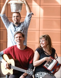 Jeffrey Pepper Rodgers, in red, with Joshua Dekaney and Wendy Ramsay.  (Photo by Genevieve Findley)