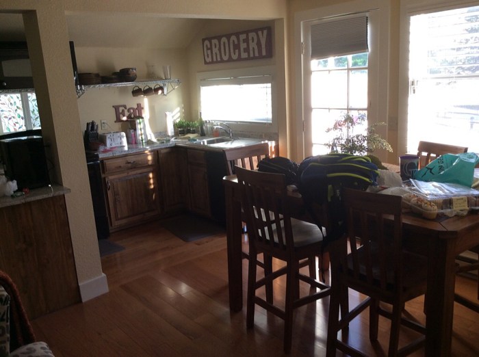 Dining room and kitchen.