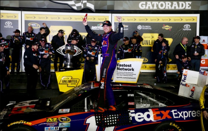 Denny Hamlin wins third Challenge. (Photo from Getty Images)