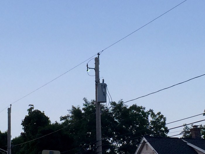 Sparks fly on our street.