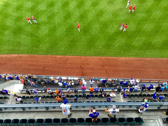 Straight down from the first row in our section of the Promenande.