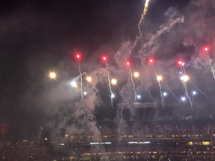 Red, white and blue.