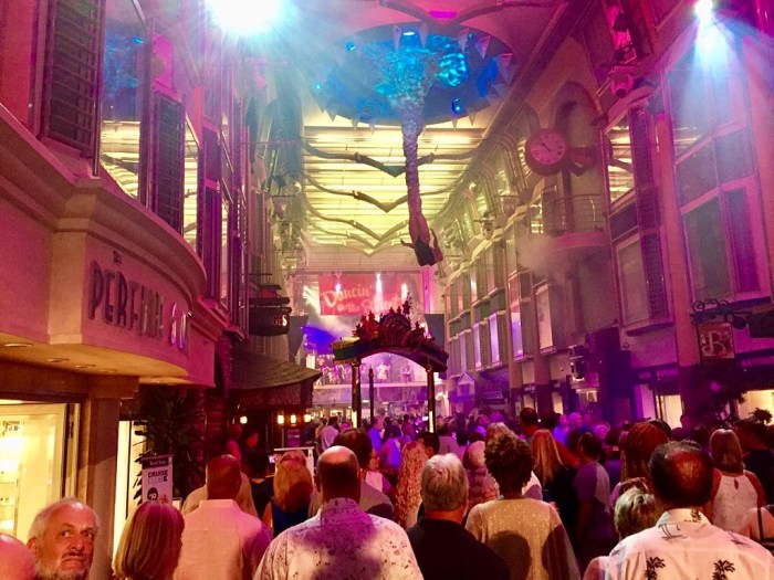 Passengers jam the promenade for the 1980s version.